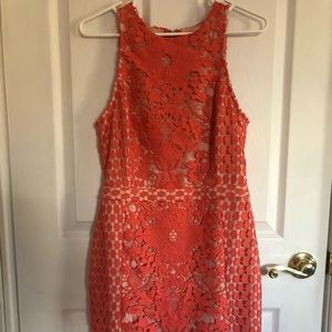 Orange lace short dress